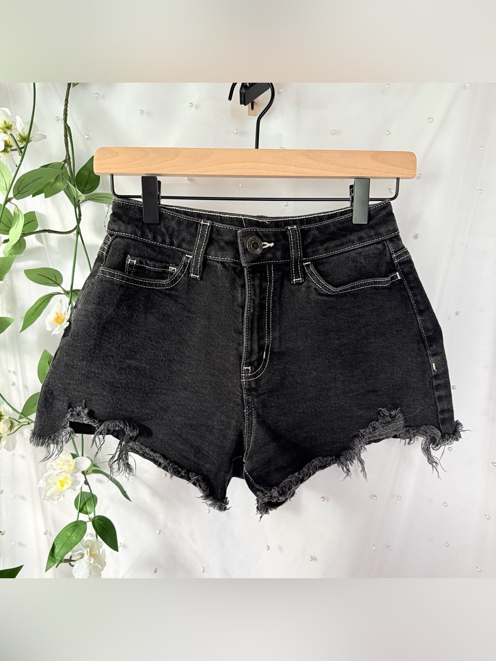 SO Black High-Waist Distressed Denim Shorts